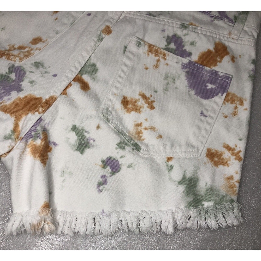 Wild Fable Highest Rise Denim Shorts with Fringe Size 2 White Tie Dye Button Fly - Picture 12 of 16